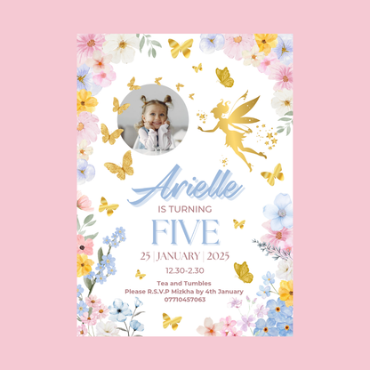 Fairy Photo Party Invitations | A6 Invites | Fairy Theme Invitations | Party Invitations - Dinky Designs