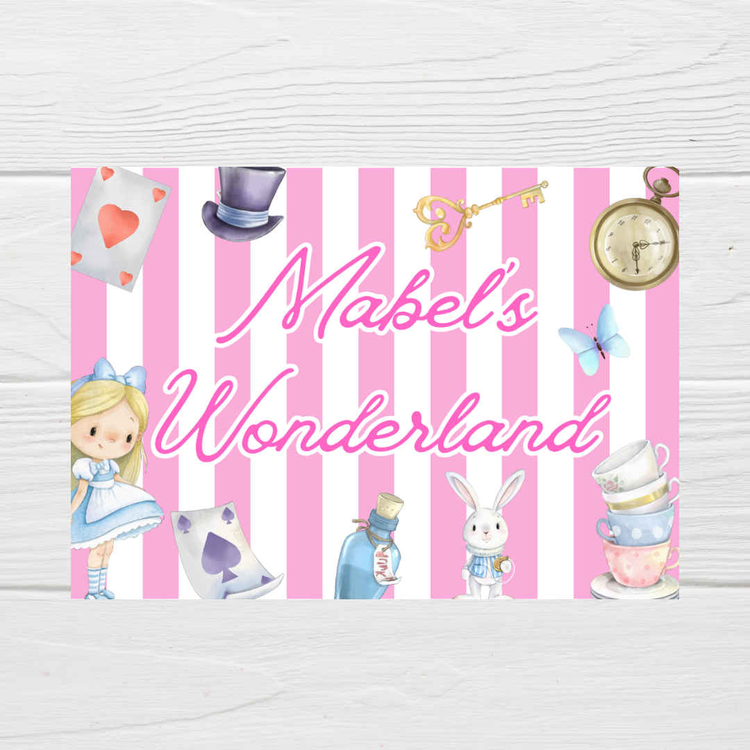 Rectangle Stickers | Party Stickers | Wonderland Party Stickers | Party Bag Stickers