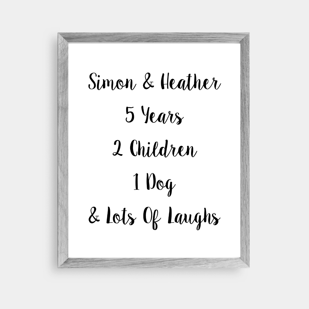 Family Print | Personalised Couple Print | Life Print | Family Gift - Dinky Designs