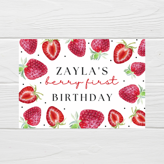 Rectangle Stickers | Party Stickers | Strawberry Party Stickers | Party Bag Stickers