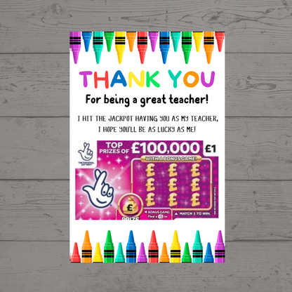 Teacher Gift | Teacher Gift Idea Scratch Card Lottery Ticket | Teacher Gift Idea