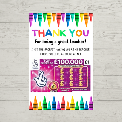 Teacher Gift | Teacher Gift Idea Scratch Card Lottery Ticket | Teacher Gift Idea