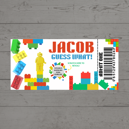 Surprise Ticket Print | Personalised Brick Scratch Reveal Ticket Voucher | Gift Idea