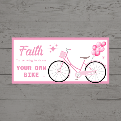 Surprise Ticket Print | Personalised Bike Ticket Voucher | Gift Idea