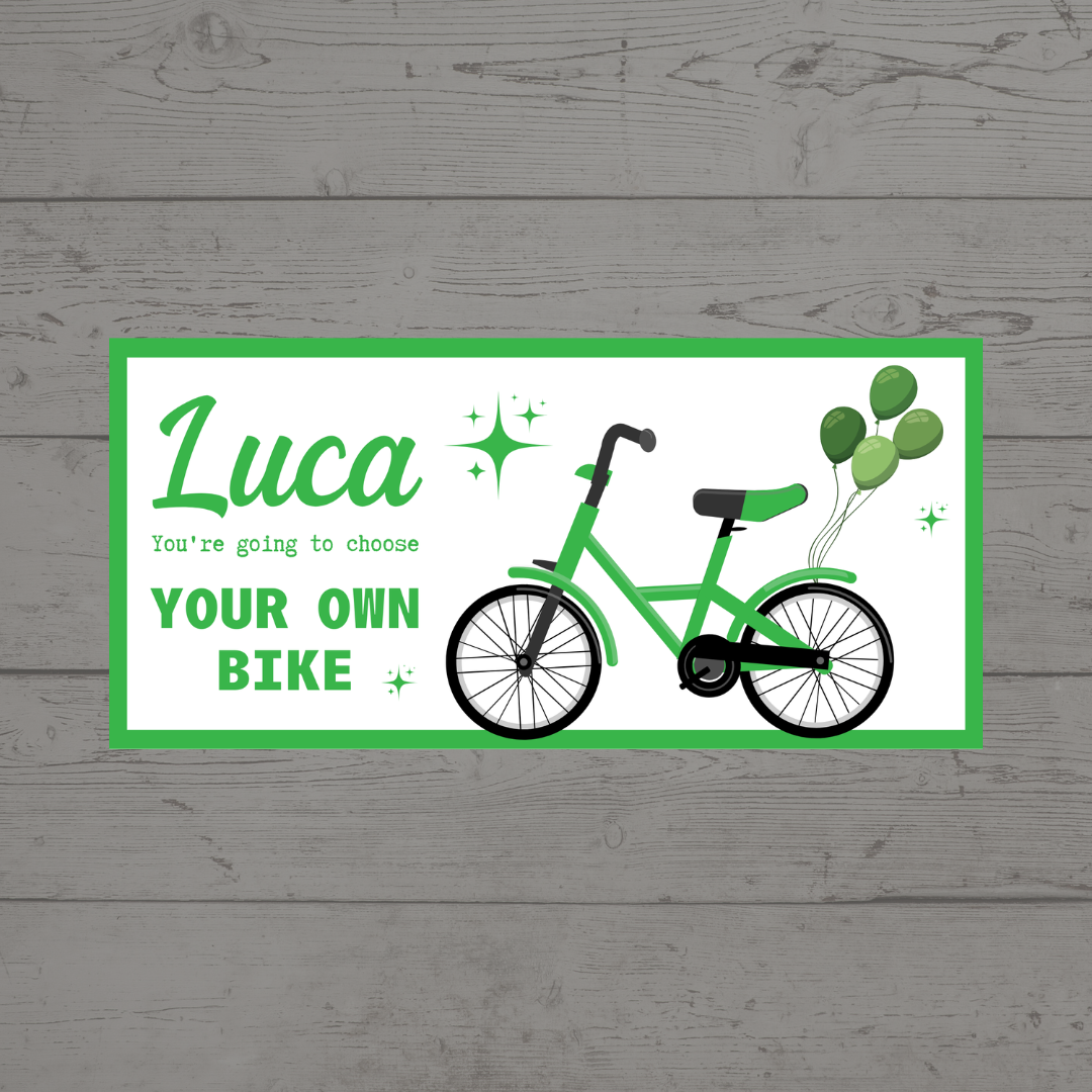 Surprise Ticket Print | Personalised Bike Ticket Voucher | Gift Idea