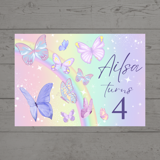 Rectangle Stickers | Butterfly Rainbow Party Stickers | Party Bag Stickers