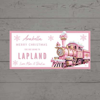 Surprise Christmas Ticket Print | Personalised Pink Train Christmas Ticket Voucher | Gift Idea