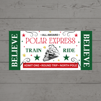 Surprise Christmas Ticket Print | Polar Express Train Christmas Ticket Voucher | Gift Idea - Dinky Designs