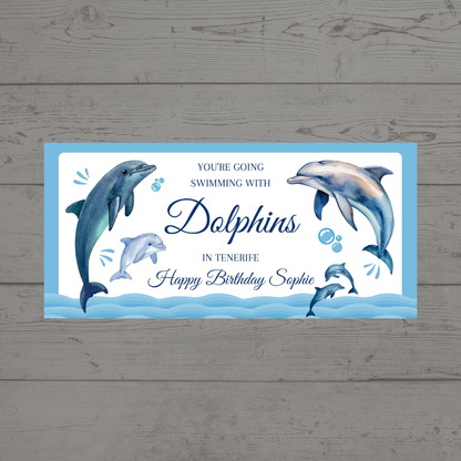 Surprise Ticket Print | Personalised Swimming With Dolphins Ticket Voucher | Gift Idea