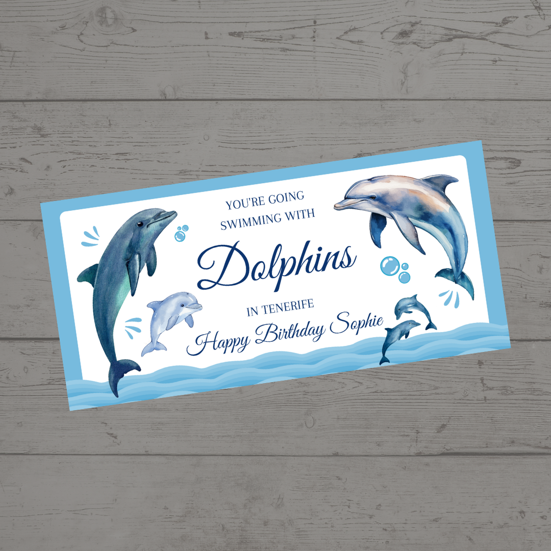 Surprise Ticket Print | Personalised Swimming With Dolphins Ticket Voucher | Gift Idea