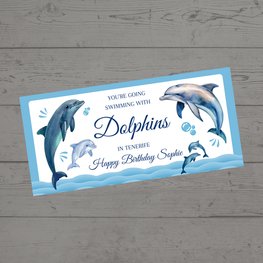 Surprise Ticket Print | Personalised Swimming With Dolphins Ticket Voucher | Gift Idea