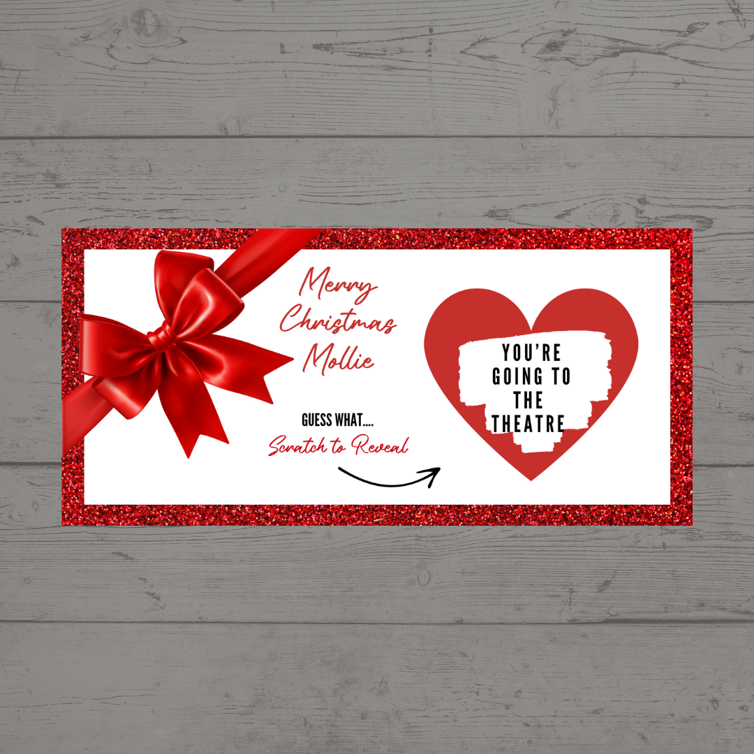 Red Bow Surprise Ticket Print | Personalised Red Bow Ticket | Scratch Reveal | Gift Idea