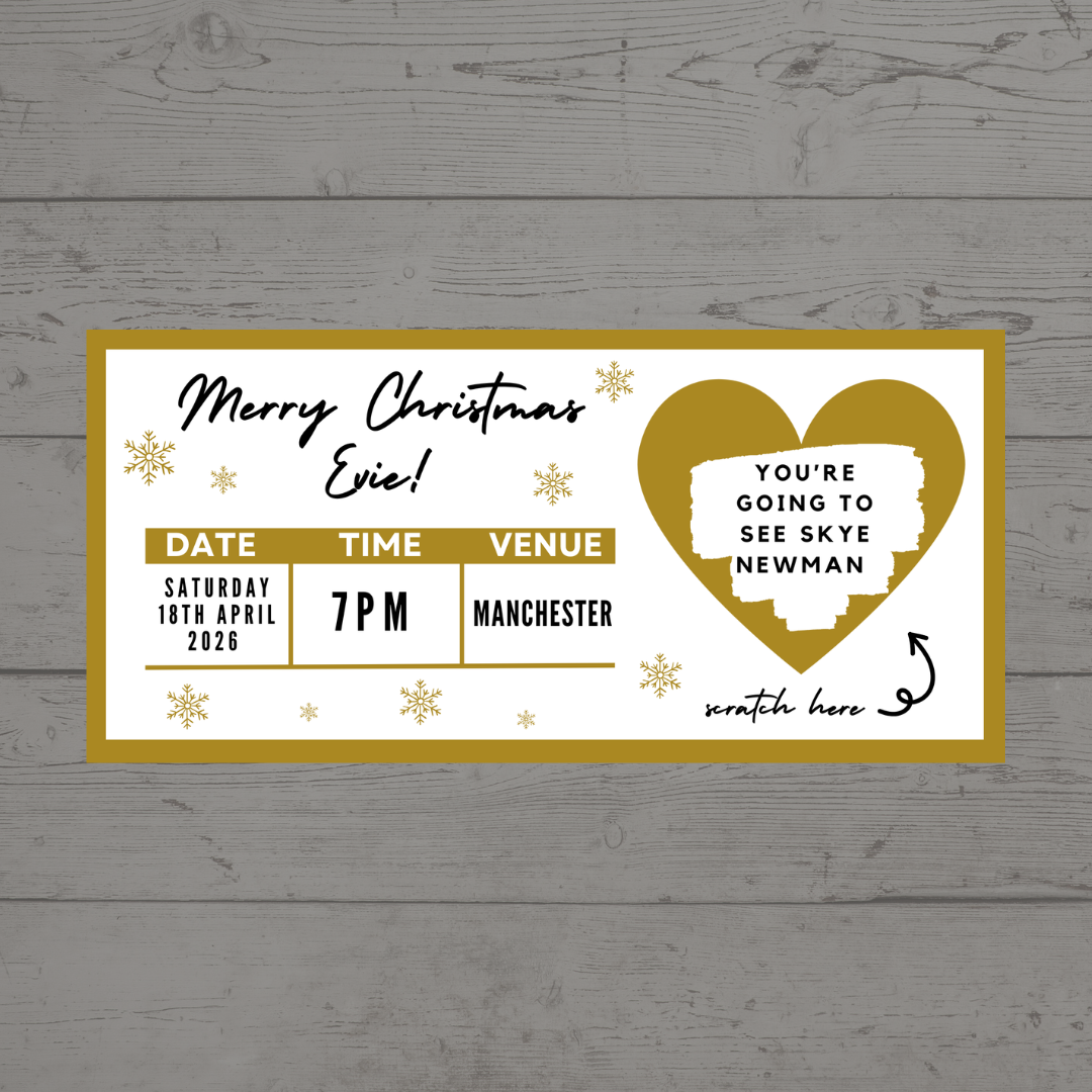 Gold Surprise Concert Ticket Print | Personalised Gold Concert Ticket | Scratch Reveal | Gift Idea