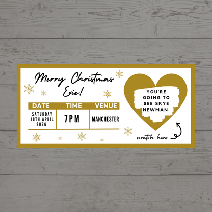 Gold Surprise Concert Ticket Print | Personalised Gold Concert Ticket | Scratch Reveal | Gift Idea