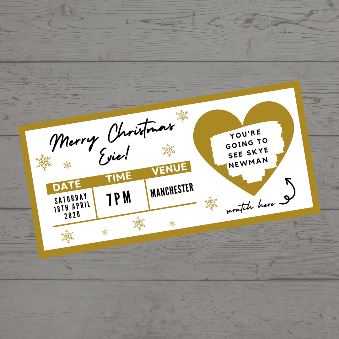 Gold Surprise Concert Ticket Print | Personalised Gold Concert Ticket | Scratch Reveal | Gift Idea
