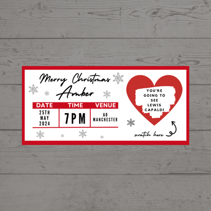 Red Surprise Concert Ticket Print | Personalised Red Concert Ticket | Scratch Reveal | Gift Idea