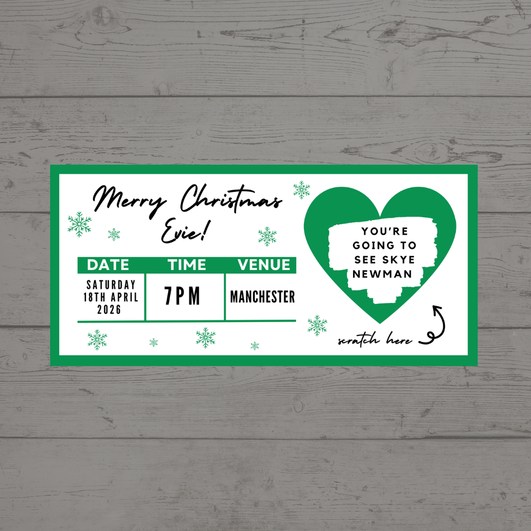 Green Surprise Concert Ticket Print | Personalised Green Concert Ticket | Scratch Reveal | Gift Idea