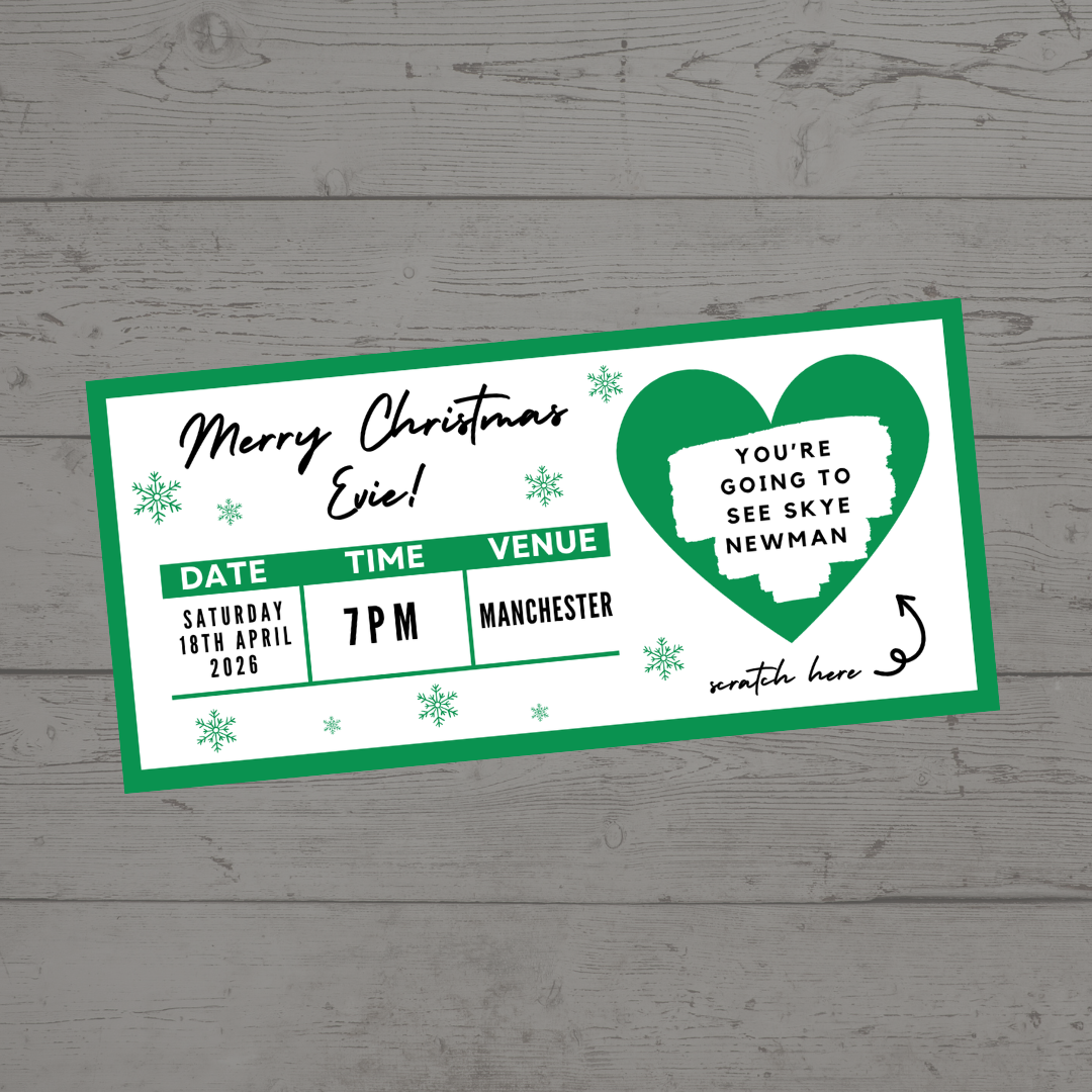 Green Surprise Concert Ticket Print | Personalised Green Concert Ticket | Scratch Reveal | Gift Idea