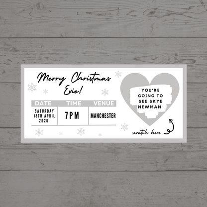 Silver Surprise Concert Ticket Print | Personalised Silver Concert Ticket | Scratch Reveal | Gift Idea - Dinky Designs