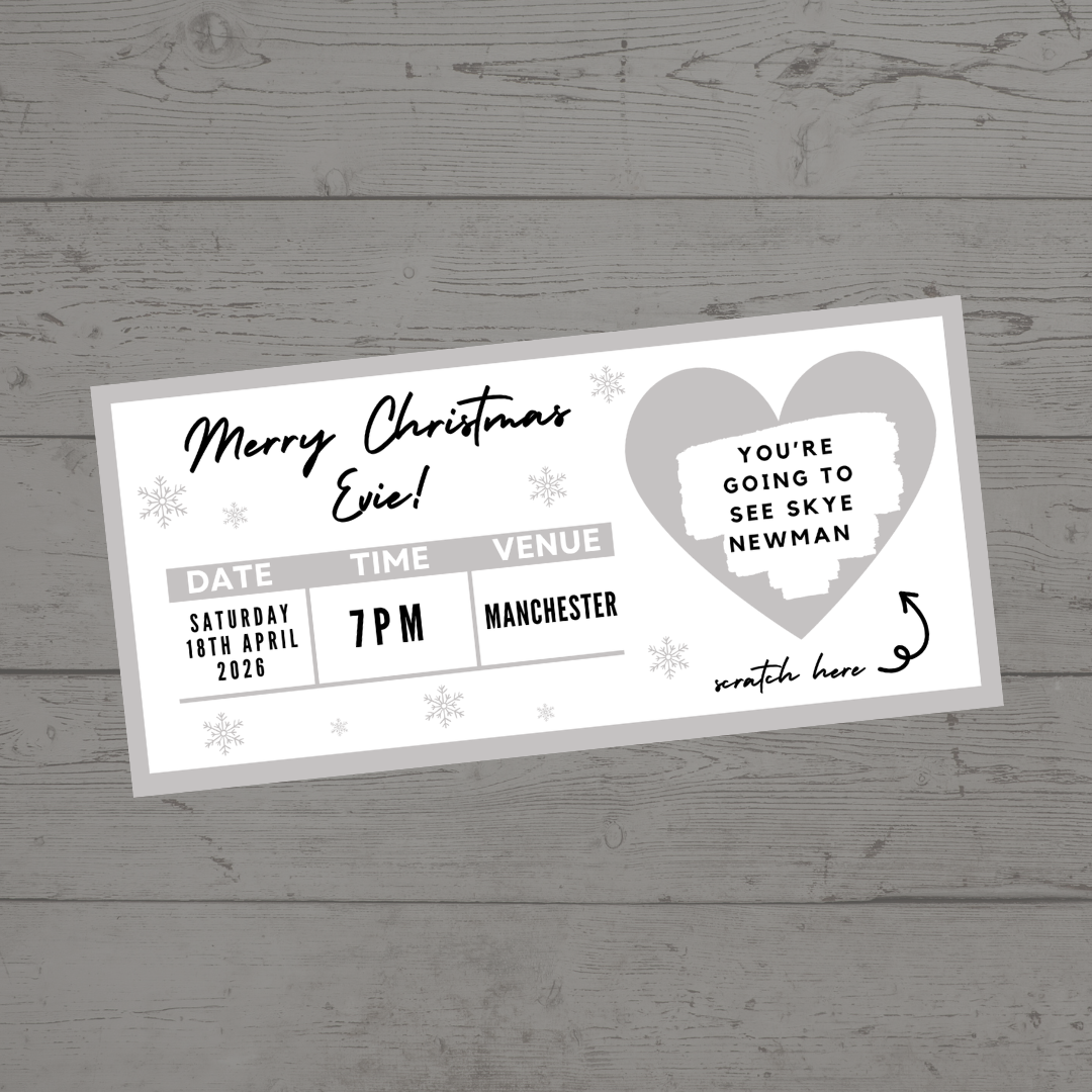 Silver Surprise Concert Ticket Print | Personalised Silver Concert Ticket | Scratch Reveal | Gift Idea - Dinky Designs