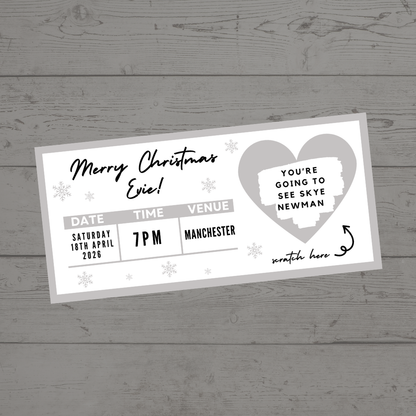 Silver Surprise Concert Ticket Print | Personalised Silver Concert Ticket | Scratch Reveal | Gift Idea - Dinky Designs