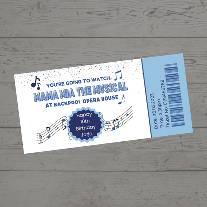 Surprise Ticket Print | Personalised Musical Ticket Voucher | Gift Idea