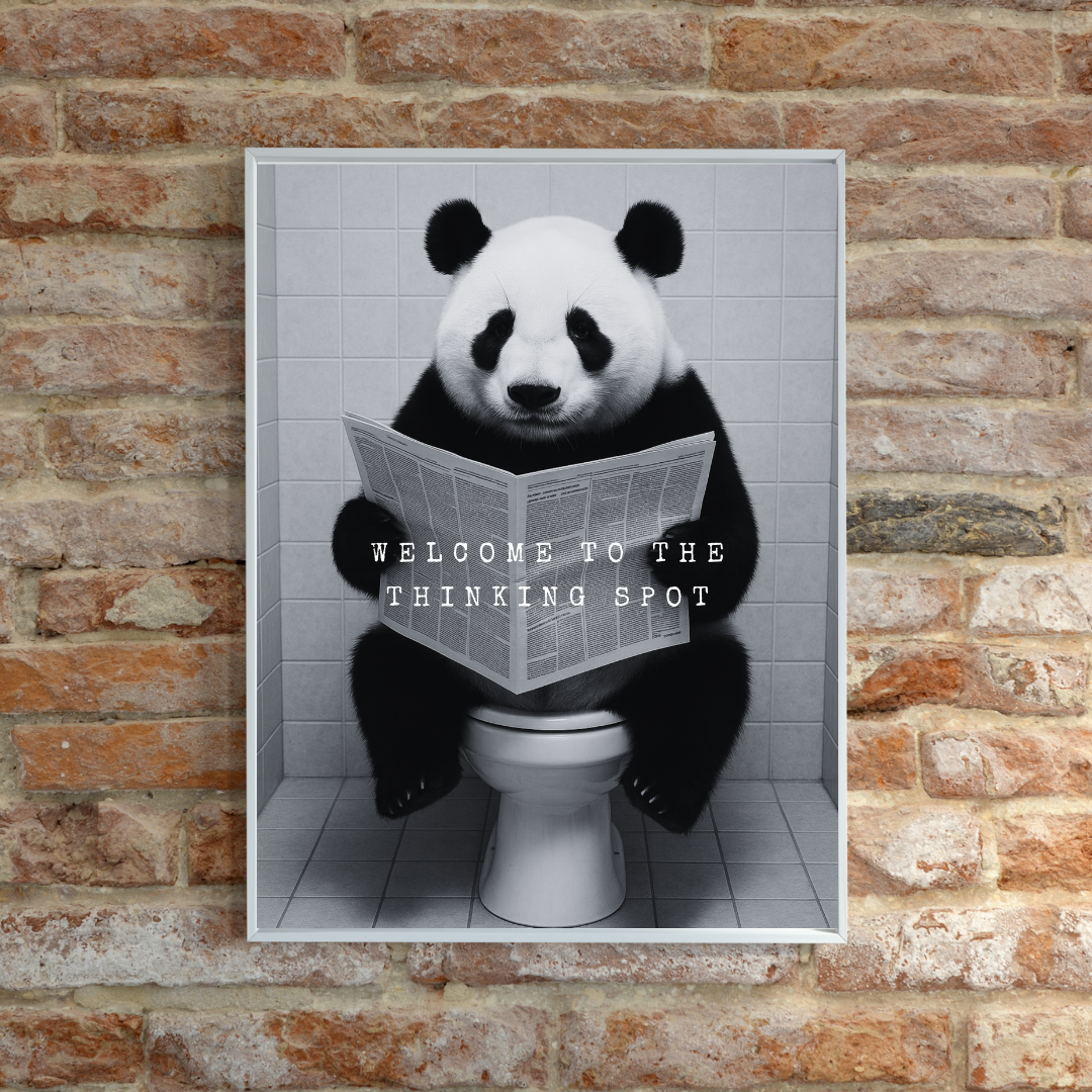 Bathroom Print | Welcome To The Thinking Spot | Panda Print | Bathroom Decor - Dinky Designs