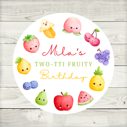 Fruit Birthday Party Stickers | Circle Stickers | Sticker Sheet | Party Stickers | Fruit Party Theme