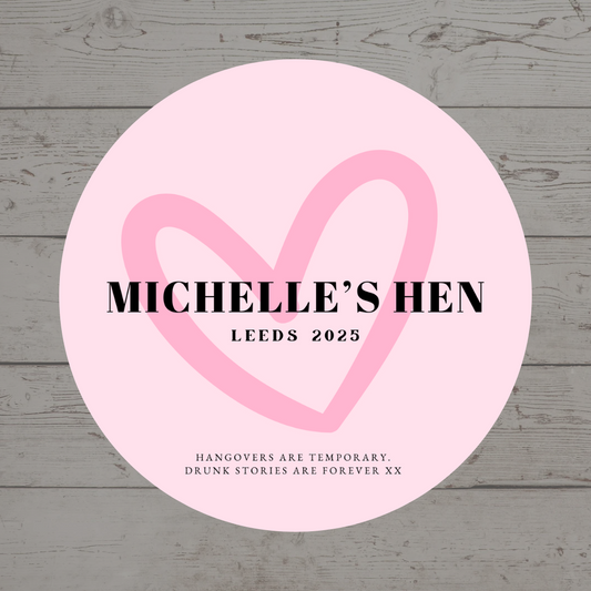 Light Pink Heart Hen Party Circle Stickers | Hen Do Stickers | Hen Party Stickers | Hen Party Party Bag Labels
