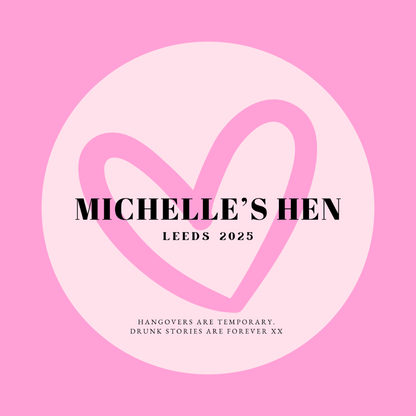 Dark Pink Heart Hen Party Circle Stickers | Hen Do Stickers | Hen Party Stickers | Hen Party Party Bag Labels