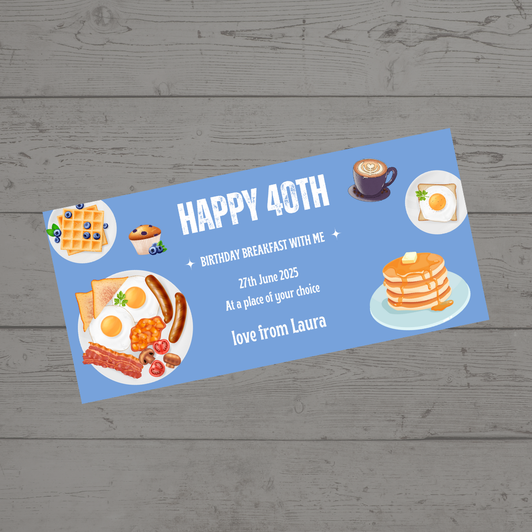 Surprise Ticket Print | Personalised Breakfast Ticket Voucher | Gift Idea