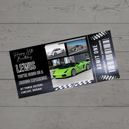 Surprise Ticket Print | Personalised Driving Experience Ticket Voucher | Gift Idea