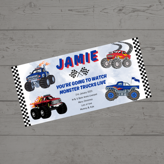 Surprise Ticket Print | Personalised Monster Truck Ticket Voucher | Gift Idea