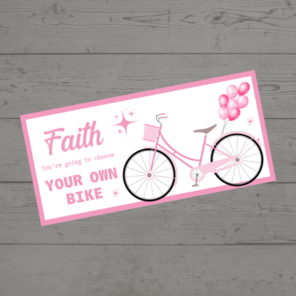 Surprise Ticket Print | Personalised Bike Ticket Voucher | Gift Idea