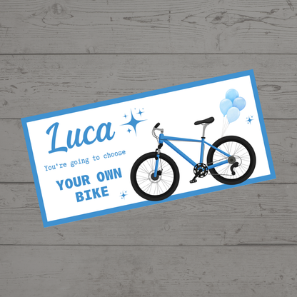 Surprise Ticket Print | Personalised Bike Ticket Voucher | Gift Idea