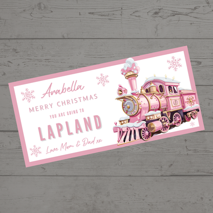 Surprise Christmas Ticket Print | Personalised Pink Train Christmas Ticket Voucher | Gift Idea