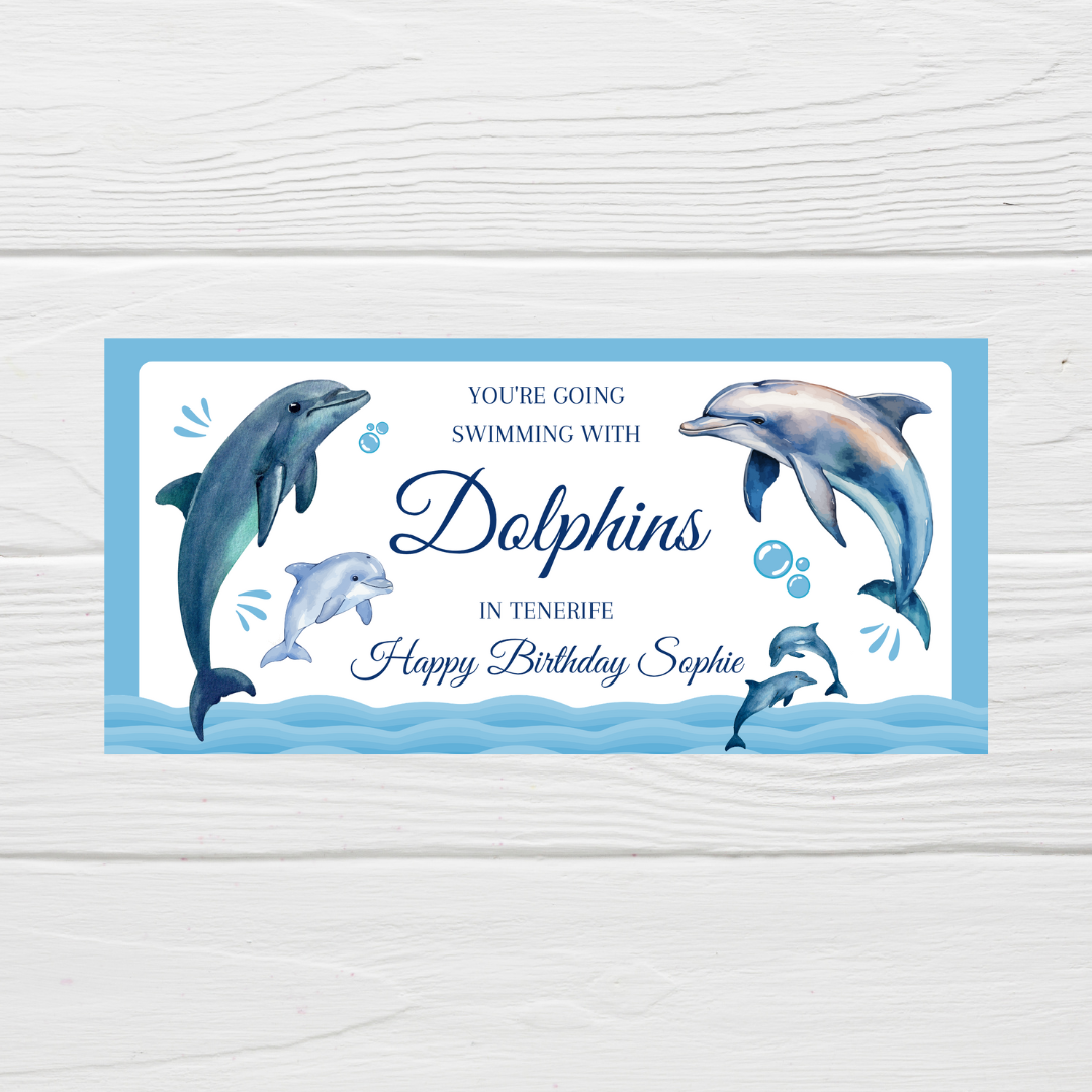 Surprise Ticket Print | Personalised Swimming With Dolphins Ticket Voucher | Gift Idea