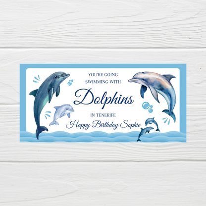 Surprise Ticket Print | Personalised Swimming With Dolphins Ticket Voucher | Gift Idea
