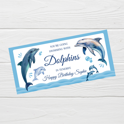 Surprise Ticket Print | Personalised Swimming With Dolphins Ticket Voucher | Gift Idea