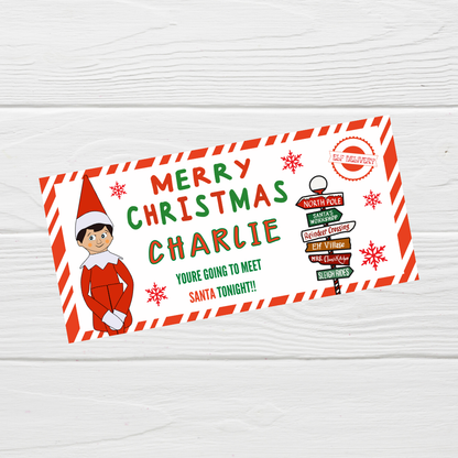 Surprise Christmas Ticket Print | Personalised Elf Christmas Ticket Voucher | Gift Idea