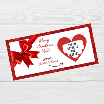 Red Bow Surprise Ticket Print | Personalised Red Bow Ticket | Scratch Reveal | Gift Idea