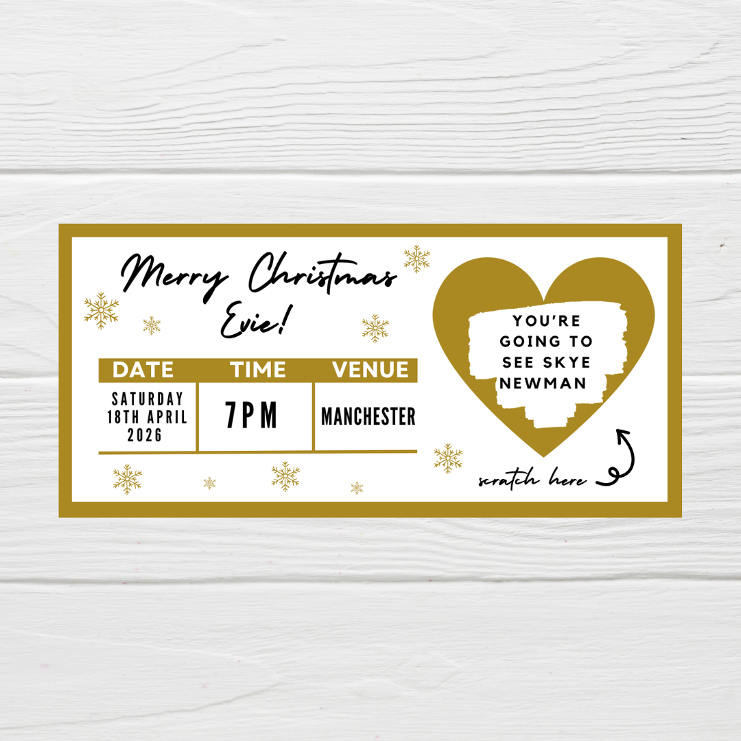 Gold Surprise Concert Ticket Print | Personalised Gold Concert Ticket | Scratch Reveal | Gift Idea