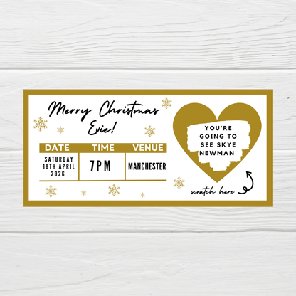 Gold Surprise Concert Ticket Print | Personalised Gold Concert Ticket | Scratch Reveal | Gift Idea