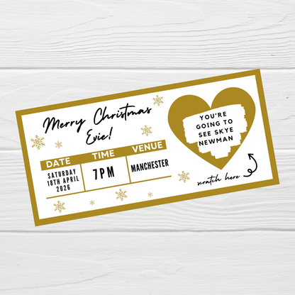 Gold Surprise Concert Ticket Print | Personalised Gold Concert Ticket | Scratch Reveal | Gift Idea