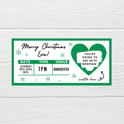 Green Surprise Concert Ticket Print | Personalised Green Concert Ticket | Scratch Reveal | Gift Idea
