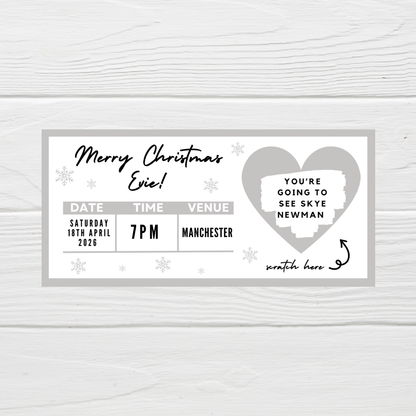 Silver Surprise Concert Ticket Print | Personalised Silver Concert Ticket | Scratch Reveal | Gift Idea - Dinky Designs