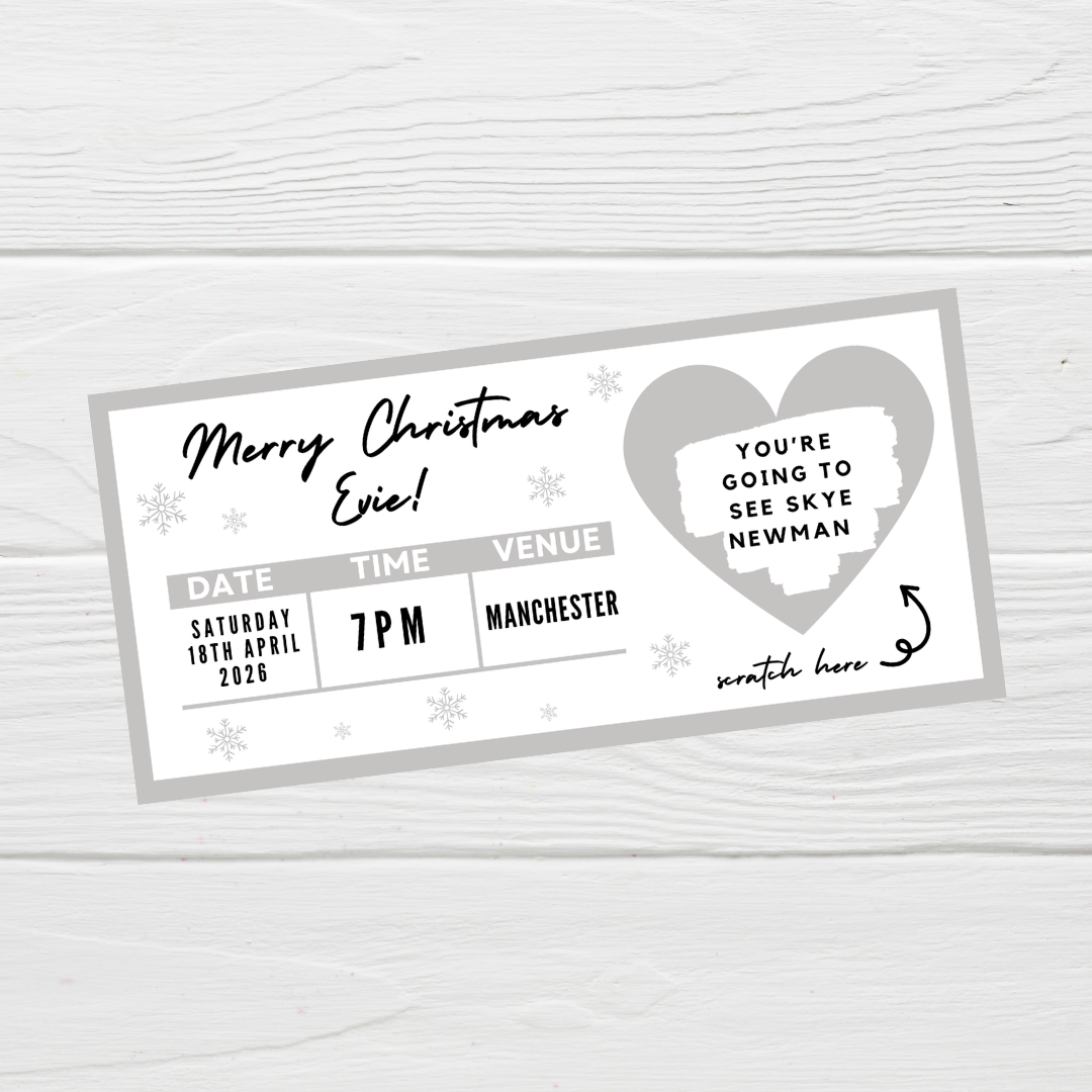 Silver Surprise Concert Ticket Print | Personalised Silver Concert Ticket | Scratch Reveal | Gift Idea - Dinky Designs