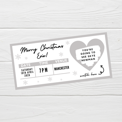 Silver Surprise Concert Ticket Print | Personalised Silver Concert Ticket | Scratch Reveal | Gift Idea - Dinky Designs