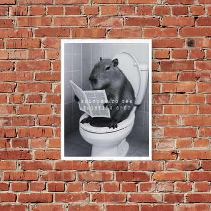 Bathroom Print | Welcome To The Thinking Spot | Capybara Print | Bathroom Decor - Dinky Designs
