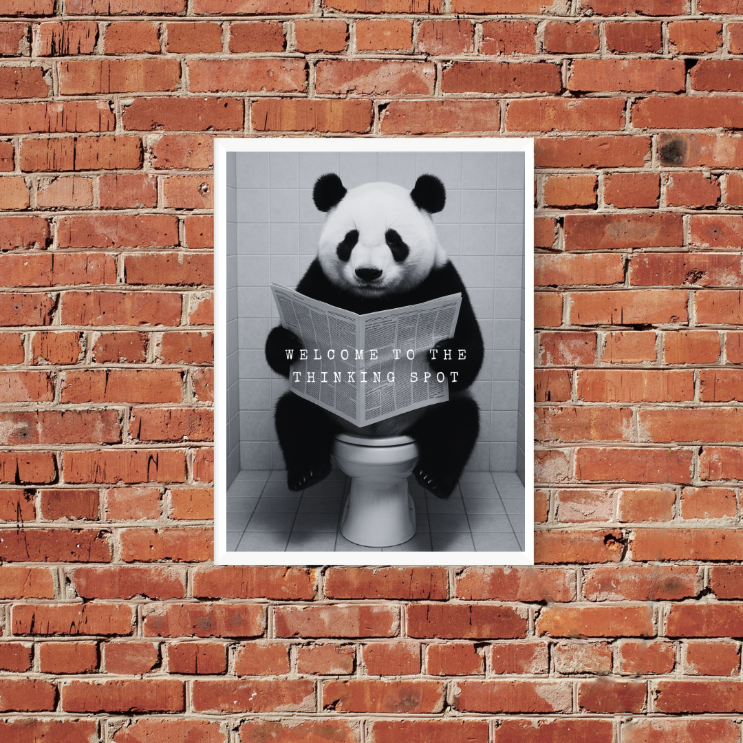 Bathroom Print | Welcome To The Thinking Spot | Panda Print | Bathroom Decor - Dinky Designs